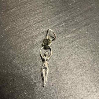 Moldavit (Tektit) Göttin in Silber 3,5cm